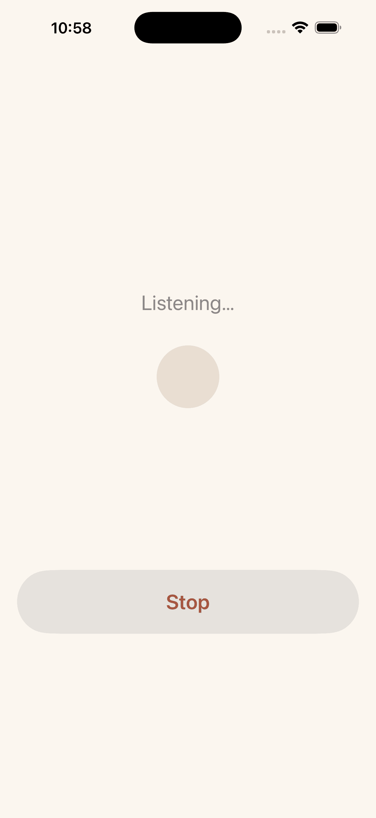 The live conversation screen, listening